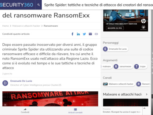 Sprite Spider: tattiche e tecniche di attacco dei creatori del ransomware RansomExx