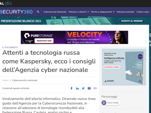 Attenti a tecnologia russa come Kaspersky, ecco i consigli dell’Agenzia cyber nazionale